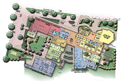 Architect's plans for the ground floor of the new building